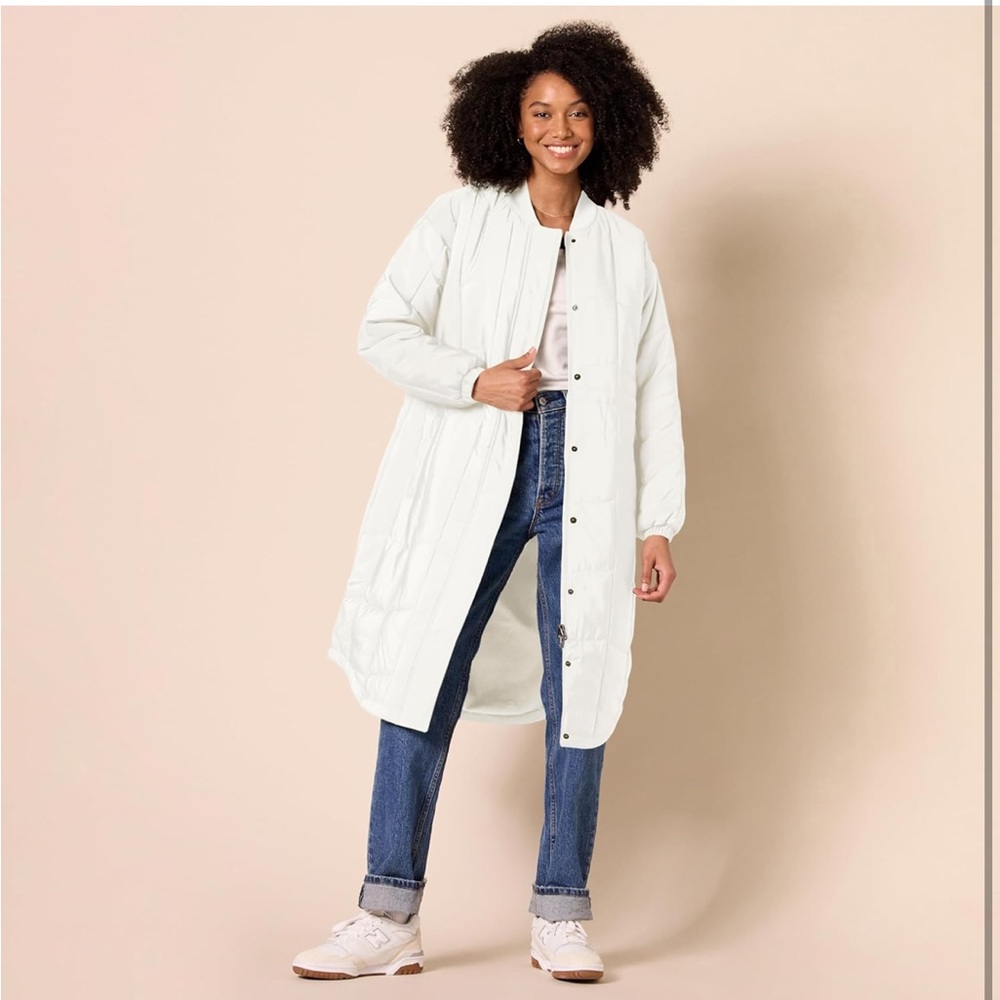 Women's White Long puffy coat